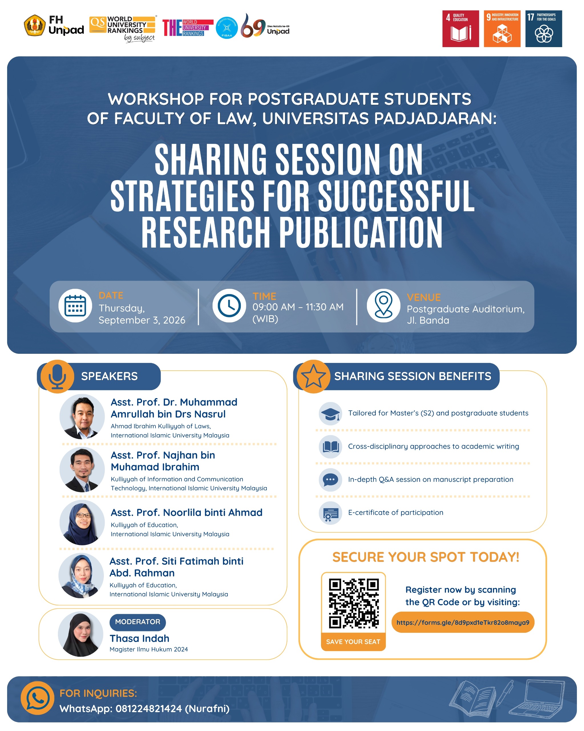 Workshop for Postgraduate Students of Faculty of Law, Universitas Padjadjaran: Sharing Session on Strategies for Successful Research Publication