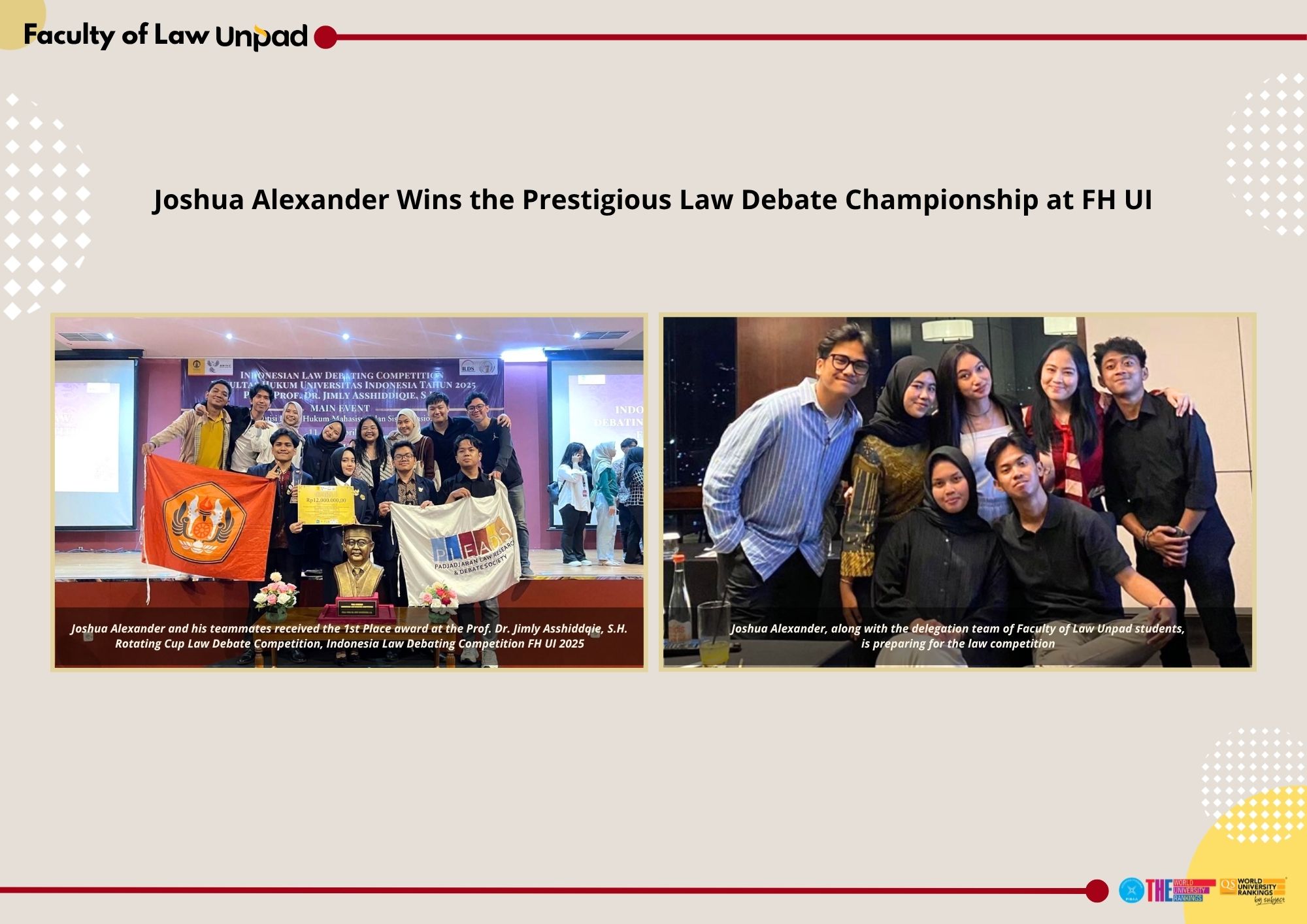 Joshua Alexander Wins Prestigious Legal Debate Championship at FH UI