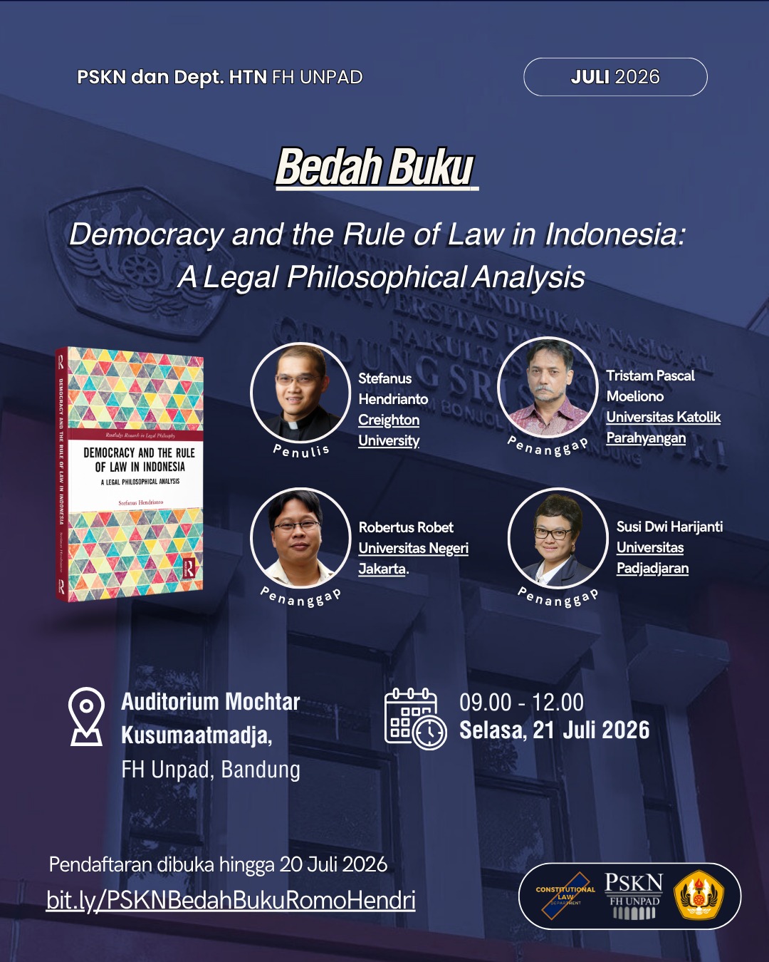 BEDAH BUKU: Democracy and the Rule of Law in Indonesia: A Legal Philosophical Analysis